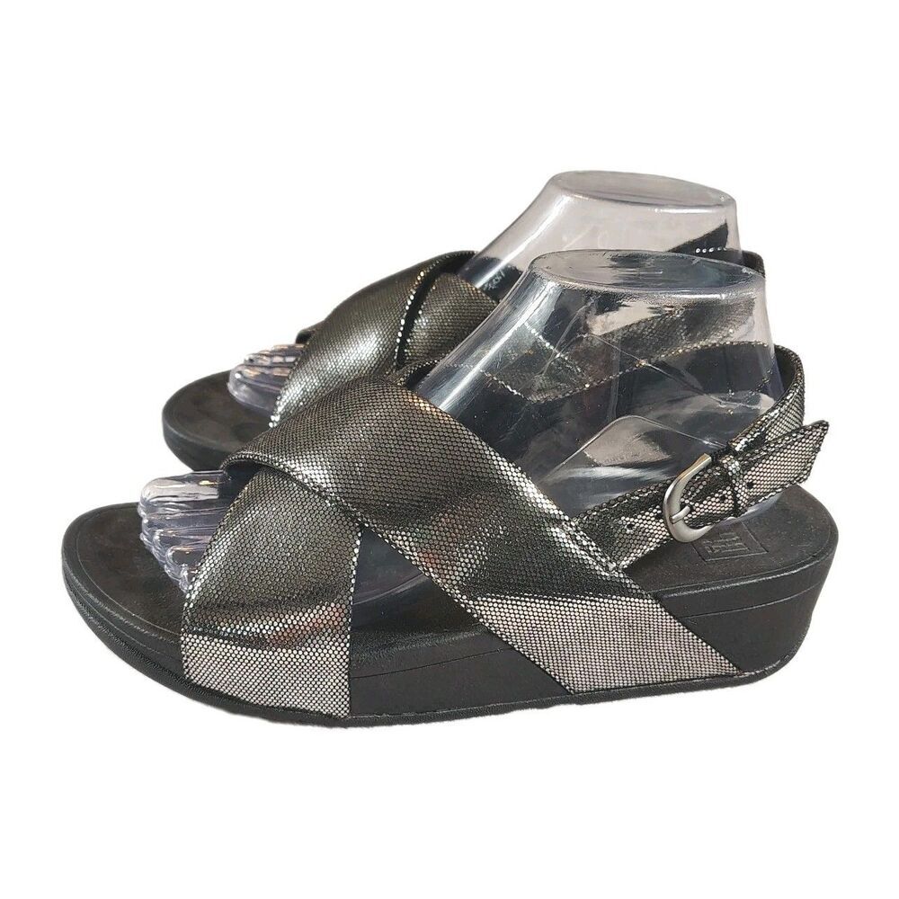 FitFlop Lulu Metallic Slingback Sandals Size 8 Women's Comfort Wedge Shoes - Picture 2 of 9